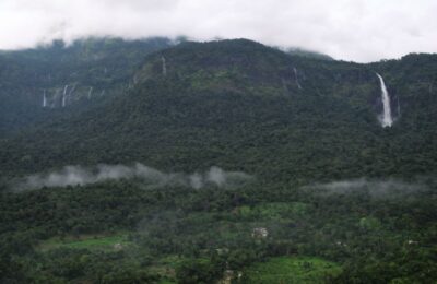 Belkal Theertha Falls Ariel Front View Mudoor Travel Places
